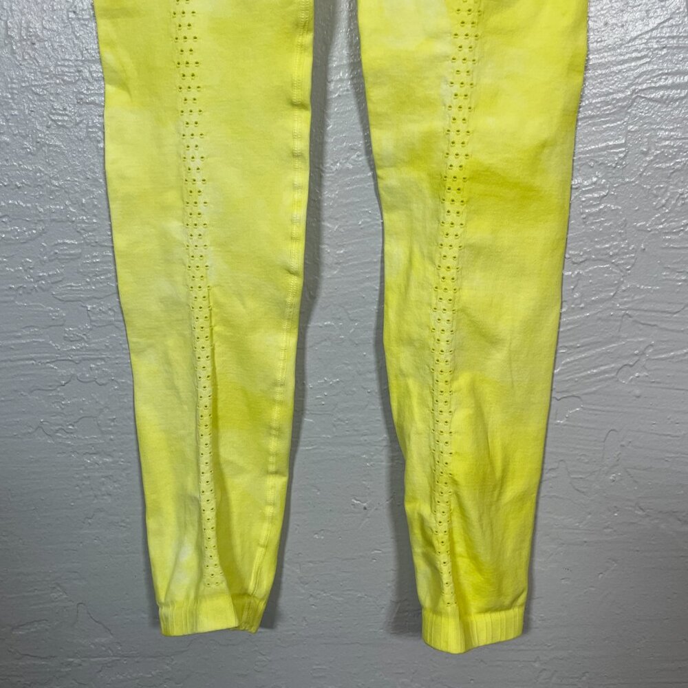 Free People Movement Women XS/ S Yellow White Tie Dye Good Karma Legging Workout - Picture 6 of 8